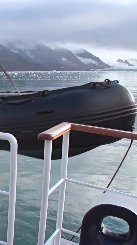 Expedition Craft Descends to Pristine Arctic Waters Stock Footage 340485357