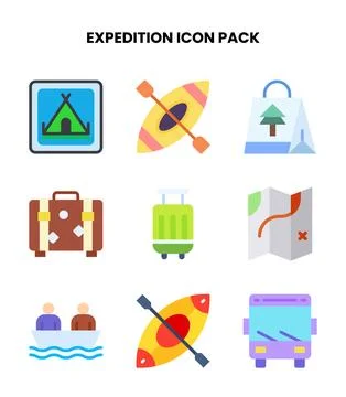 Expedition Flat Icons Pack Stock Illustration