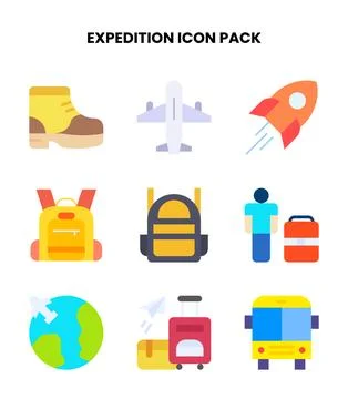 Expedition Flat UI Icons Pack Stock Illustration
