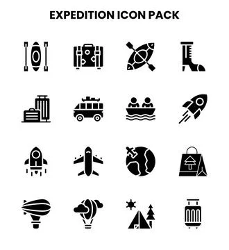 Expedition Glyph Bundle Icons Pack Illustrazione stock