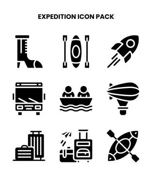 Expedition Glyph Bundle Icons Pack Illustrazione stock