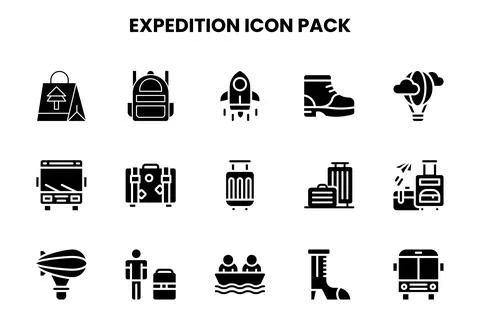 Expedition Glyph Icons Pack Stock Illustration
