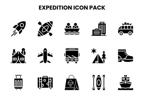 Expedition Glyph Set Icons Pack 스톡 일러스트
