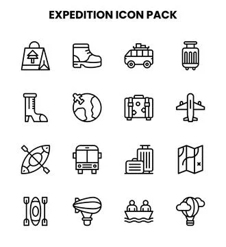 Expedition Line Bundle Icons Pack Stock Illustration