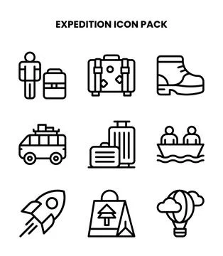 Expedition Line Design Icons Pack Stock Illustration