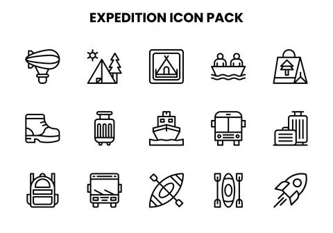 Expedition Line Scalable Icons Pack Stock Illustration