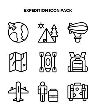 Expedition Line Set Icons Pack Stock Illustration