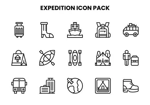 Expedition Line Set Icons Pack Stock Illustration