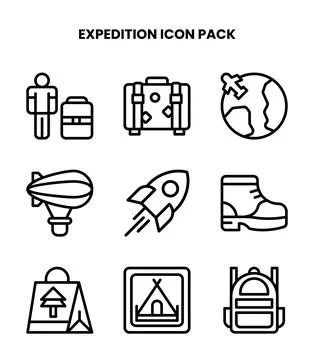 Expedition Line UI Icons Pack Stock Illustration