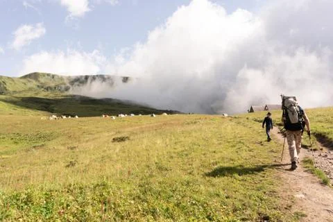 Expedition in the mountains Foto stock