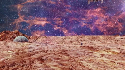 Expedition of people to Mars to the broken satellite of the India Video stock 87045662