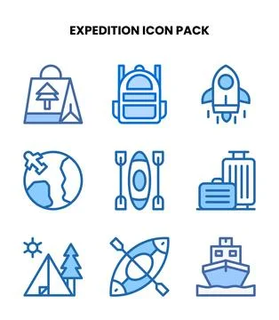 Expedition Two Colour Design Icons Pack Stock Illustration