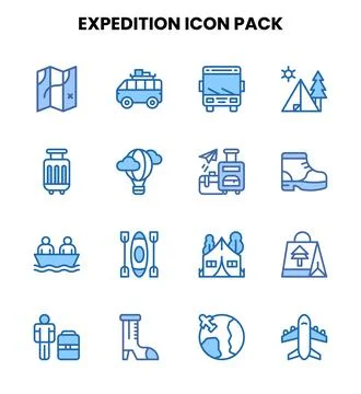 Expedition Two Colour UI Icons Pack Stock Illustration