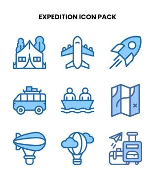 Expedition Two Colour Vector Icons Pack Stock Illustration