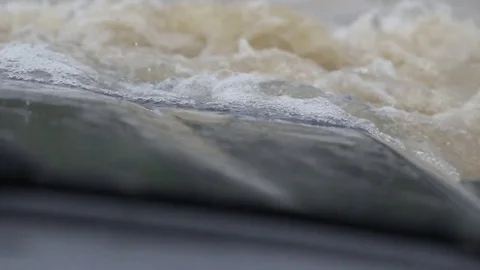 Expeditionary SUV crossing the river. Stock Footage 76260978