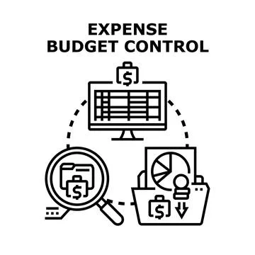 Expense budget control process managing finance data Stock Illustration