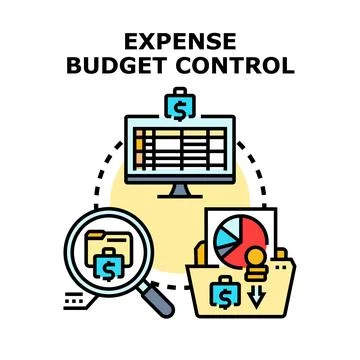 Expense budget control process managing finance data Stock Illustration