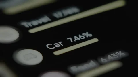 Expense categories list in money tracking app, macro view Stock-Footage 291458365