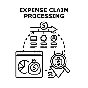 Expense claim processing business finance workflow Stock Illustration