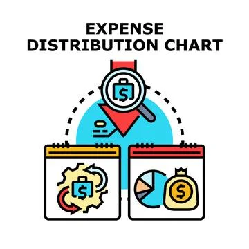 Expense distribution chart analyzing financial budget planning Stock Illustration