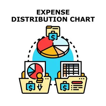 Expense distribution chart analyzing financial spending Stock Illustration