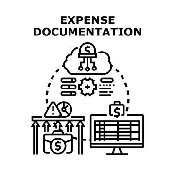 Expense documentation process with cloud financial management Stock Illustration