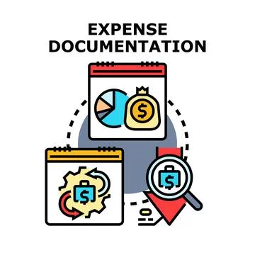 Expense documentation process tracking financial data Stock Illustration