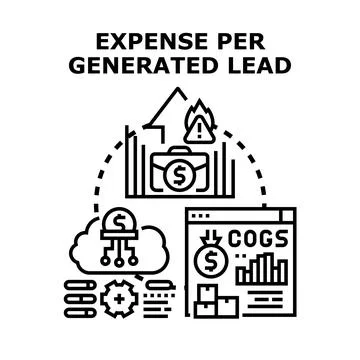 Expense per generated lead business concept vector Stockillustratie