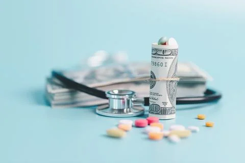 Expense of health care involves navigating pharmaceutical costs, prescripti.. Stock Photos