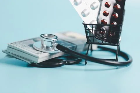 Expense of health care involves navigating pharmaceutical costs, prescripti.. Stock Photos