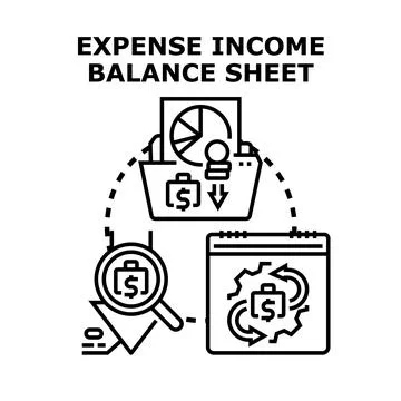 Expense income balance sheet concept managing financial capital Stock Illustration