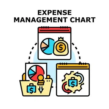 Expense management chart analyzing financial costs Stock Illustration