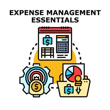 Expense management essentials calculating financial planning analyzing costs Illustrazione stock