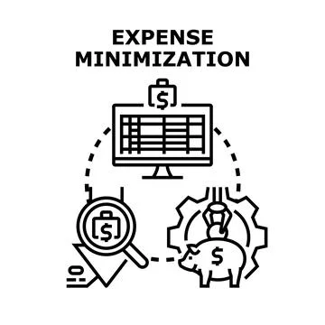 Expense minimization process for financial management and saving Stock Illustration