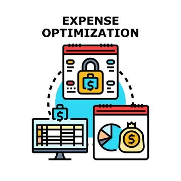 Expense optimization process for financial management and saving money Stock Illustration