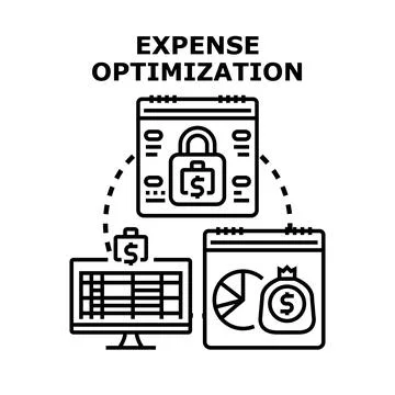 Expense optimization process for financial management and saving money Stock Illustration
