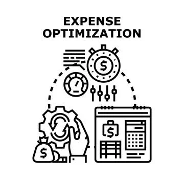 Expense optimization process optimizing business financial costs Stock Illustration