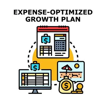 Expense optimized growth plan developing financial strategy Stock Illustration