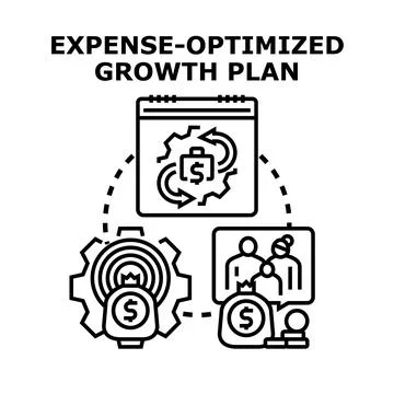 Expense optimized growth plan developing business strategy Stock Illustration
