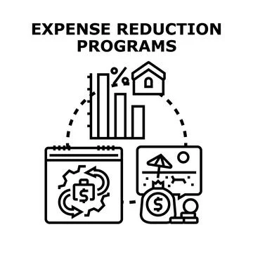 Expense reduction programs achieving financial savings and planning Illustrazione stock