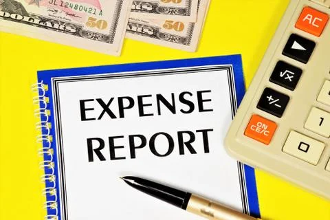 Expense report. The text label in the form of planning. Stock Photos