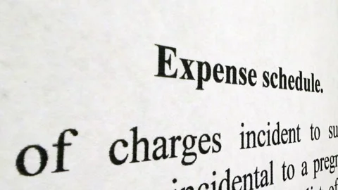 Expense Schedule Financial Document Close-Up Stock Footage 334490010
