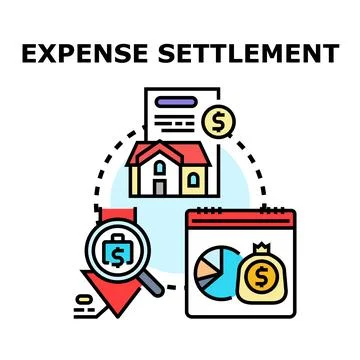 Expense settlement concept with financial planning elements イラスト素材