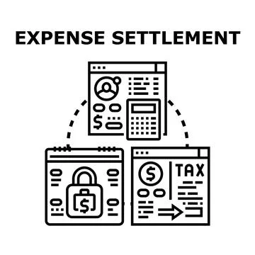 Expense settlement process managing personal financial transactions Stock Illustration