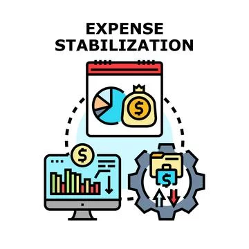 Expense stabilization concept analyzing financial process Stock Illustration