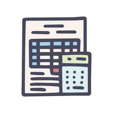 Expense table color vector doodle simple icon 스톡 일러스트