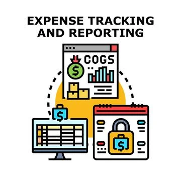 Expense tracking and financial reporting management system Stock Illustration
