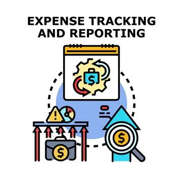 Expense tracking and reporting financial data analysis concept Stock Illustration