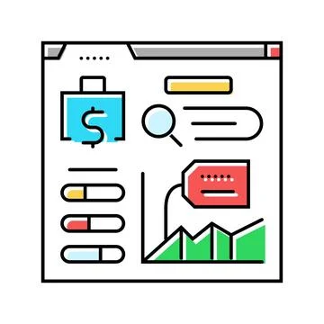 Expense tracking color icon vector illustration Stock Illustration