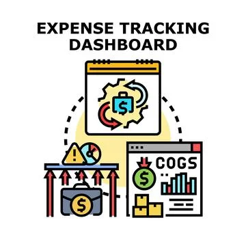 Expense tracking dashboard managing budget finance analytics Stock Illustration
